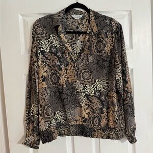Alfred Dunner Vintage 90s Abstract Medallion Long Sleeve Blouse